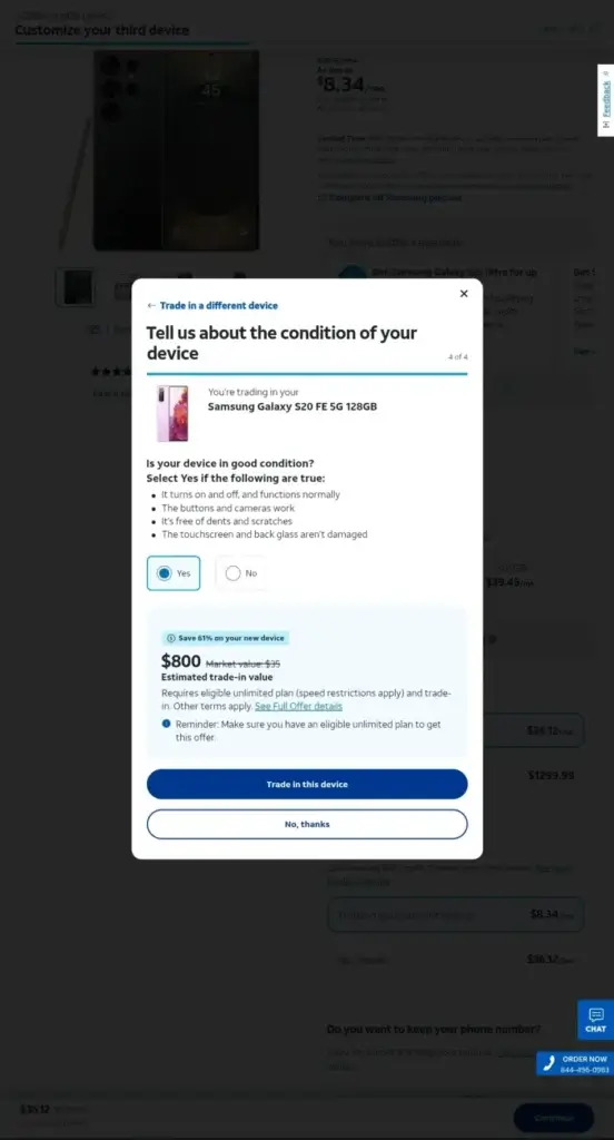 AT&T trade-in value estimate