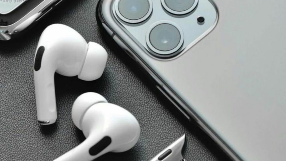 apple watch, apple airpods, iphone 11 pro max on table