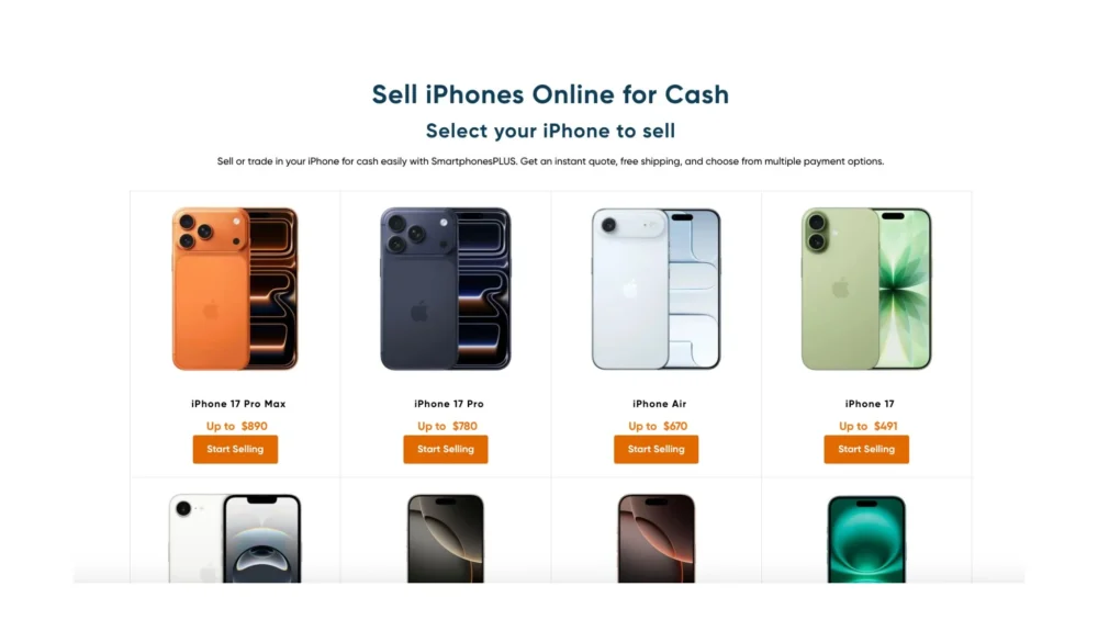 Selecting your phone to sell online