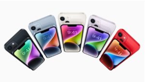 iPhone 14s in a variety of colors