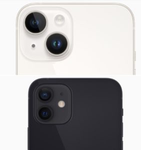 Rear camera of iPhone 14 and iPhone 12