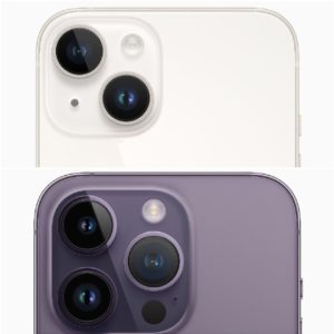 comparing back design of iPhone 14 plus and iPhone 14 Pro max