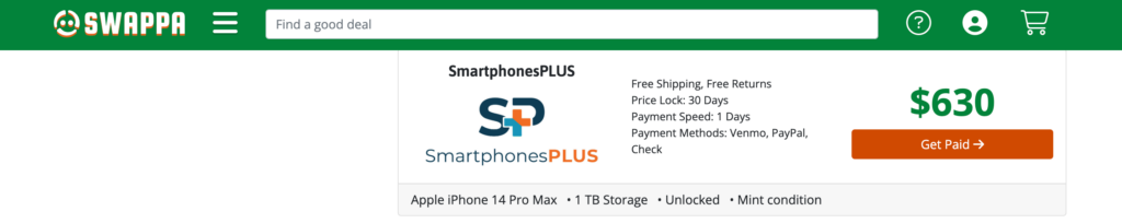 Swappa Trade In iPhone 14 Pro Max SmartphonesPLUS