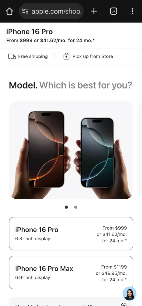 Apple Store iPhone 16 Pro Screenshot