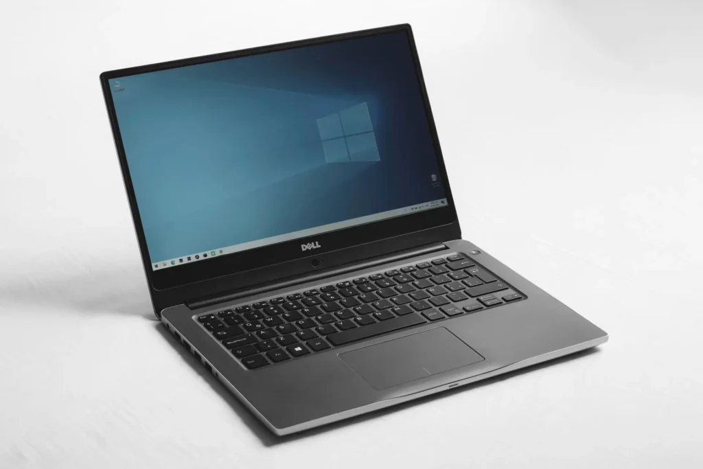 Black Windows laptop on white background