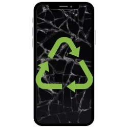 Broken phone with a green recycling symbol